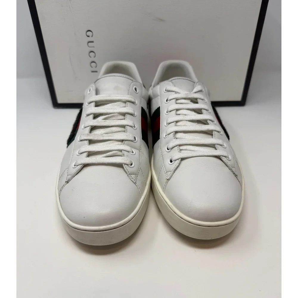 Gucci Ace Embroidered Panther Sneaker White Leather Size 12 US 11 Gucci